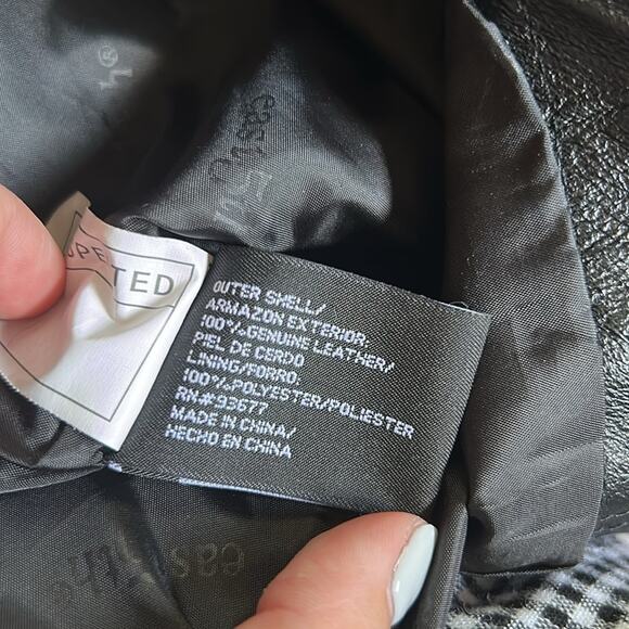 Vintage East 5th 100% Genuine Leather Black Jacket Collar Belt Tie Coat Size XL - Picture 6 of 6